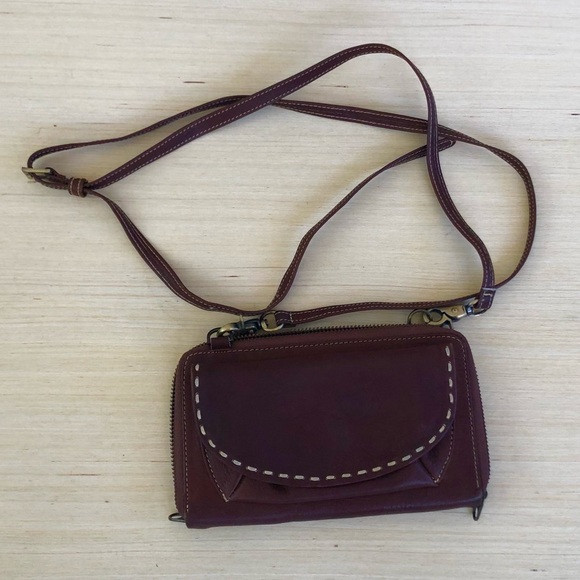 Leather purse / clutch / crossbody bag. Brown. - Picture 2 of 15